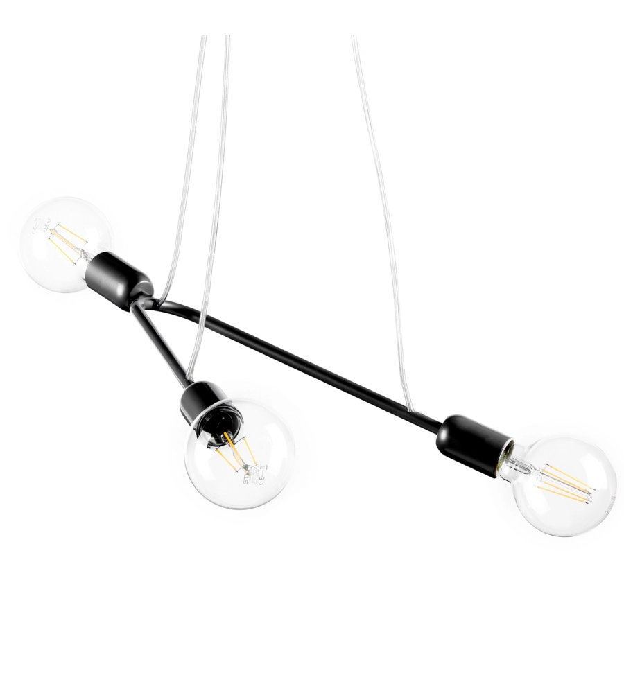 LAMPADARIO 3 LUCI ONLI "BOOMERANG" NERO E27